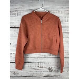 Gilly Hicks Quilted Bomber Jacket Full Zip Crop Small Athleisure Gym Yoga Active